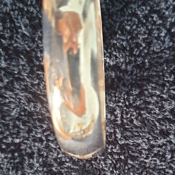 Vintage 925 Sterling Silver Chunky Wide Hinged Bracelet with Safety Chain - Picture 6 of 15